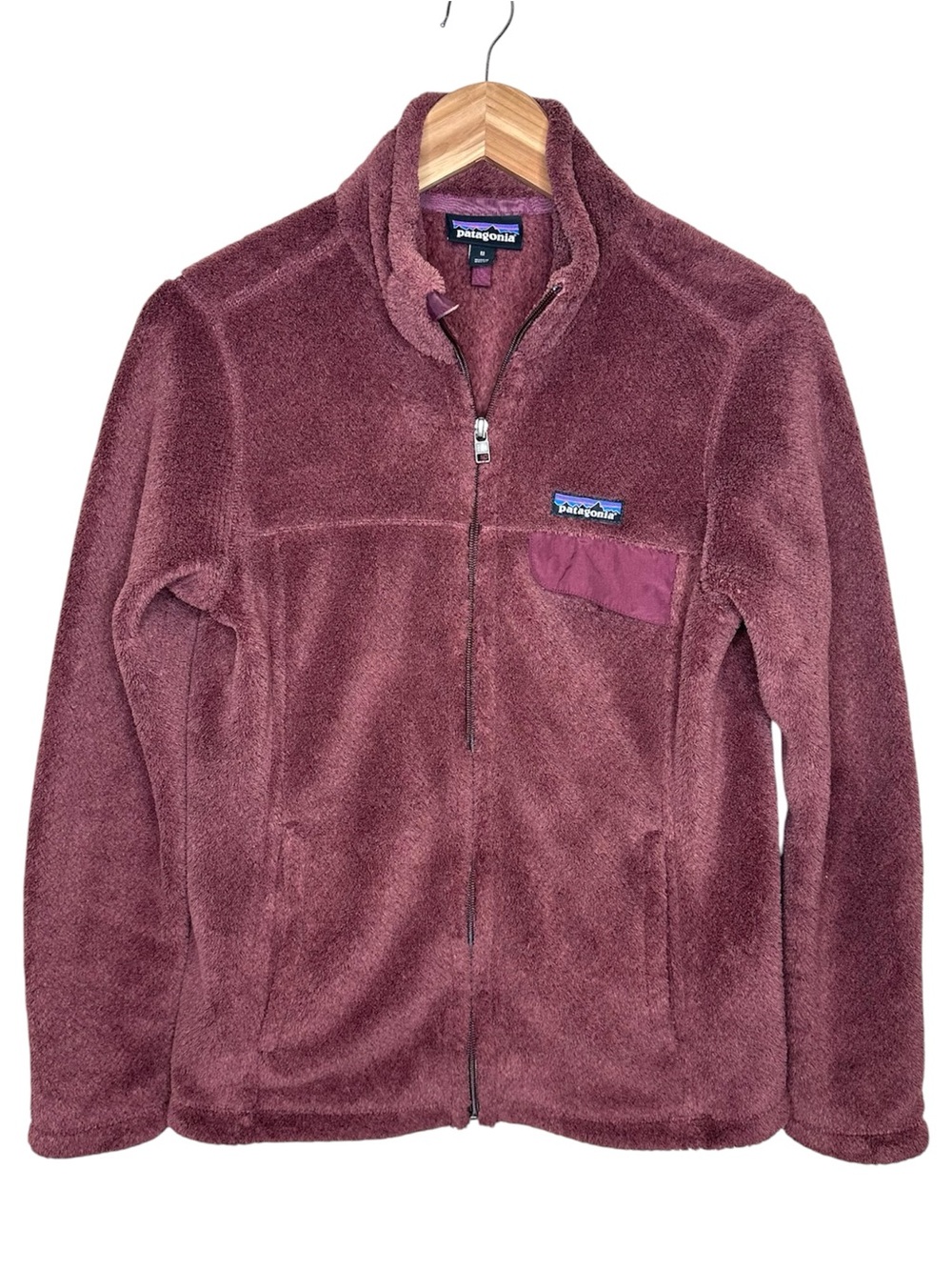 Patagonia Full-Zip Re-Tool Fleece Jacket Women's Size Medium Dark Currant Logo
